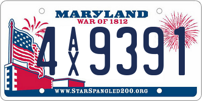 MD license plate 4AX9391