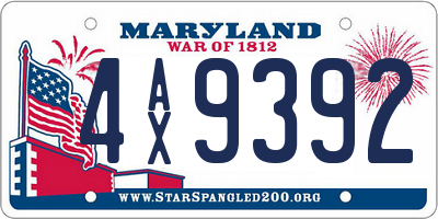 MD license plate 4AX9392