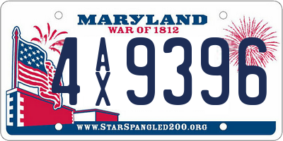 MD license plate 4AX9396