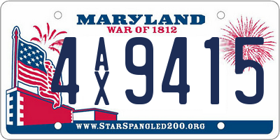 MD license plate 4AX9415