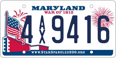 MD license plate 4AX9416