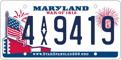 MD license plate 4AX9419