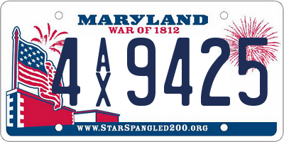 MD license plate 4AX9425