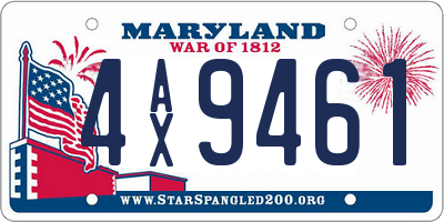 MD license plate 4AX9461