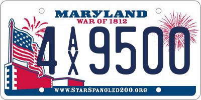 MD license plate 4AX9500