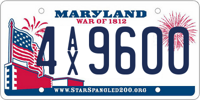 MD license plate 4AX9600
