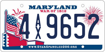 MD license plate 4AX9652