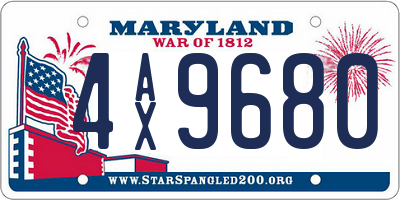 MD license plate 4AX9680