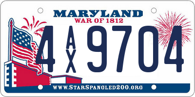 MD license plate 4AX9704