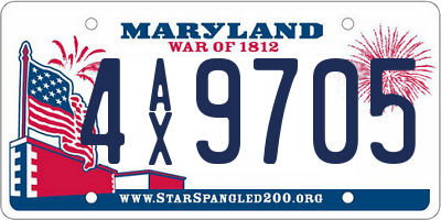 MD license plate 4AX9705