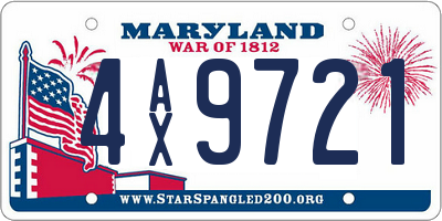 MD license plate 4AX9721
