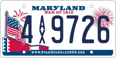 MD license plate 4AX9726
