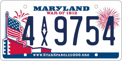 MD license plate 4AX9754