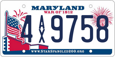 MD license plate 4AX9758