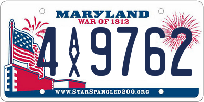 MD license plate 4AX9762