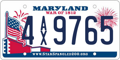 MD license plate 4AX9765