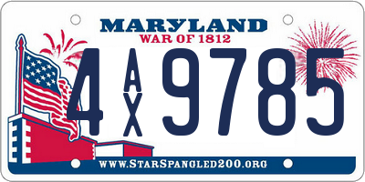 MD license plate 4AX9785