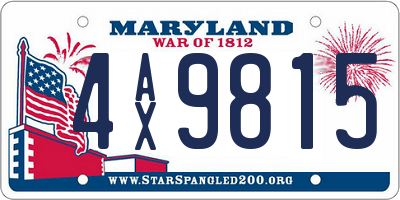 MD license plate 4AX9815