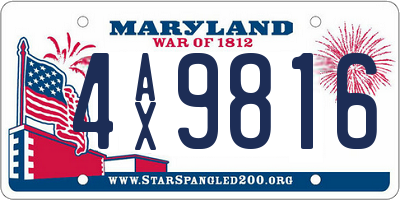 MD license plate 4AX9816
