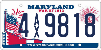MD license plate 4AX9818