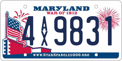 MD license plate 4AX9831
