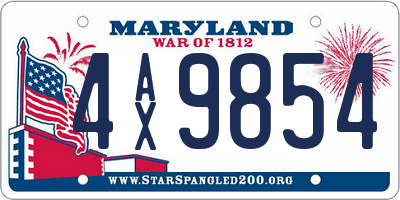 MD license plate 4AX9854