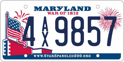 MD license plate 4AX9857