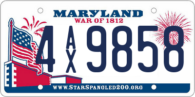 MD license plate 4AX9858