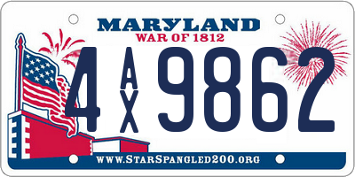 MD license plate 4AX9862