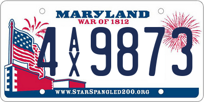MD license plate 4AX9873