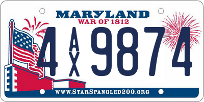 MD license plate 4AX9874