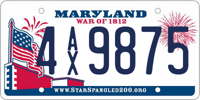 MD license plate 4AX9875