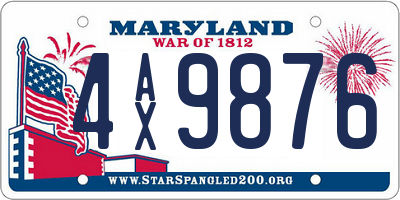 MD license plate 4AX9876