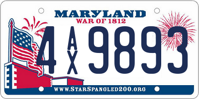 MD license plate 4AX9893
