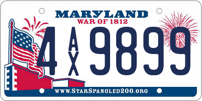 MD license plate 4AX9899
