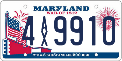 MD license plate 4AX9910