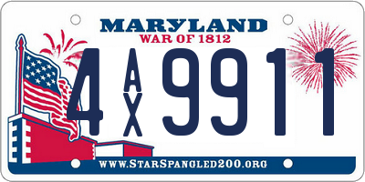 MD license plate 4AX9911