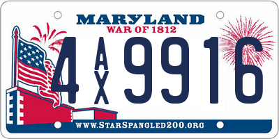 MD license plate 4AX9916