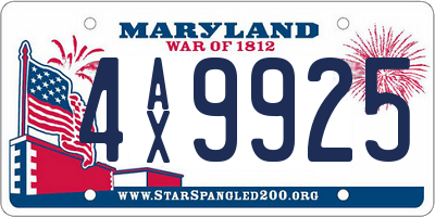 MD license plate 4AX9925
