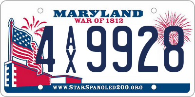 MD license plate 4AX9928