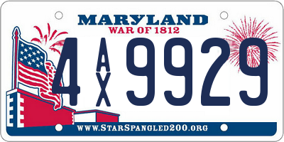 MD license plate 4AX9929