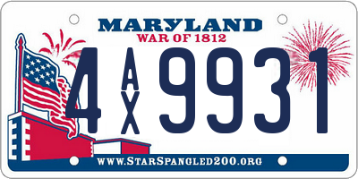 MD license plate 4AX9931