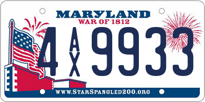 MD license plate 4AX9933