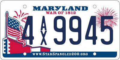 MD license plate 4AX9945