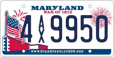 MD license plate 4AX9950