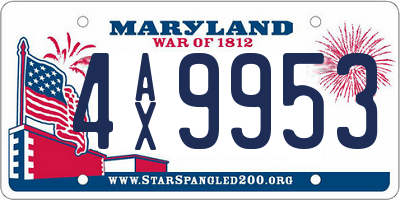 MD license plate 4AX9953