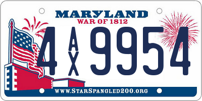 MD license plate 4AX9954