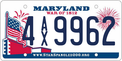 MD license plate 4AX9962