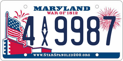 MD license plate 4AX9987