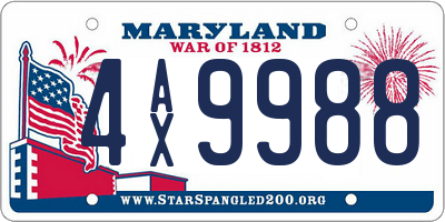 MD license plate 4AX9988